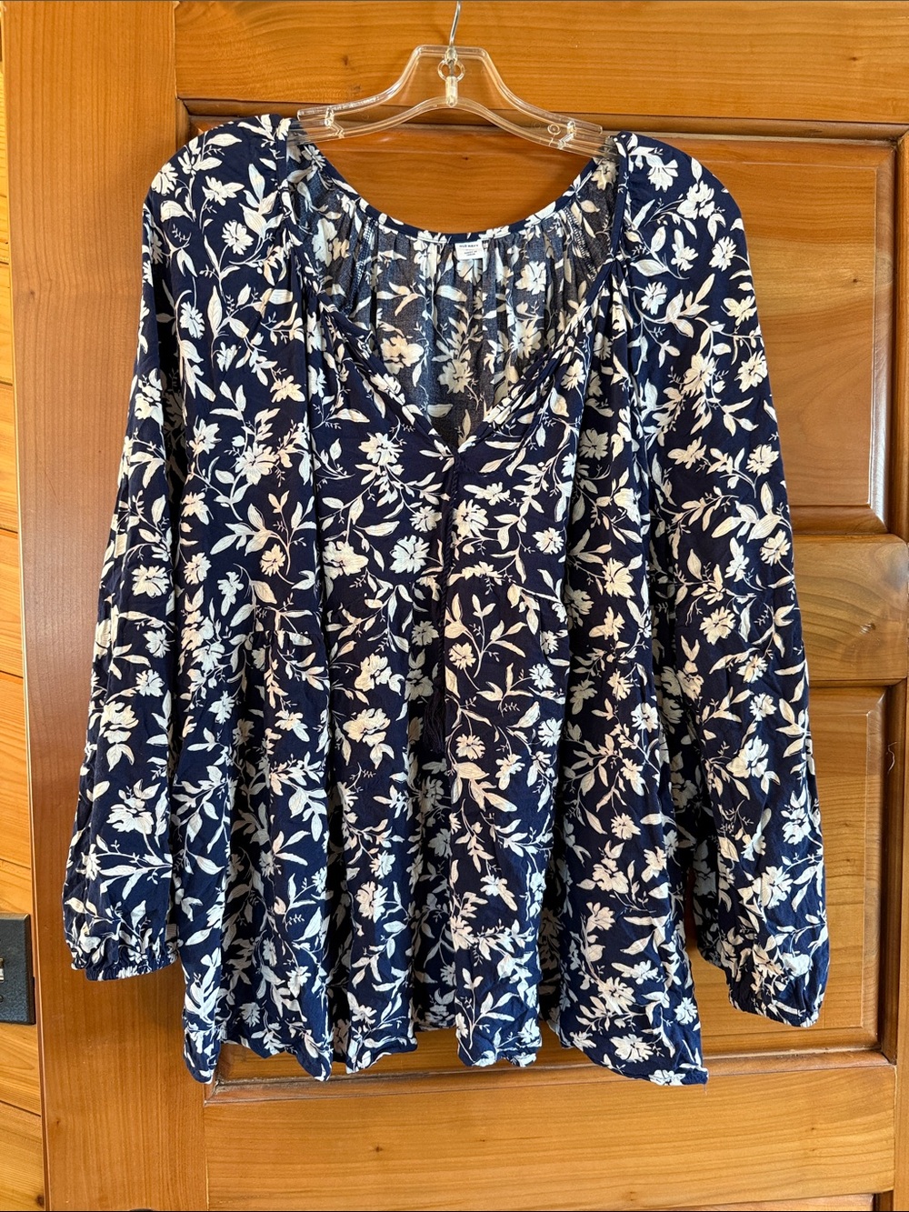 Old Navy Navy and Cream Floral Tunic Top